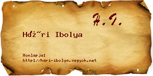Hári Ibolya névjegykártya